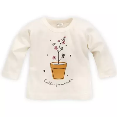 Bluzka dziewczęca écru z długim rękawem Tres Bien